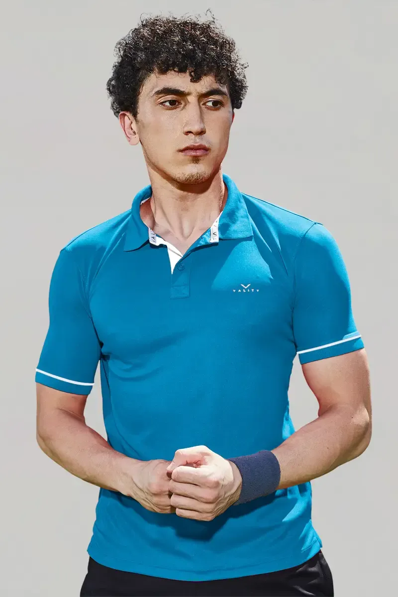 Men's Cotton Slim Fit Polo T-shirt 01428244BLU