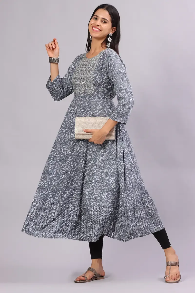 Cotton Blend Printed Kurti for Women  014328LGRE