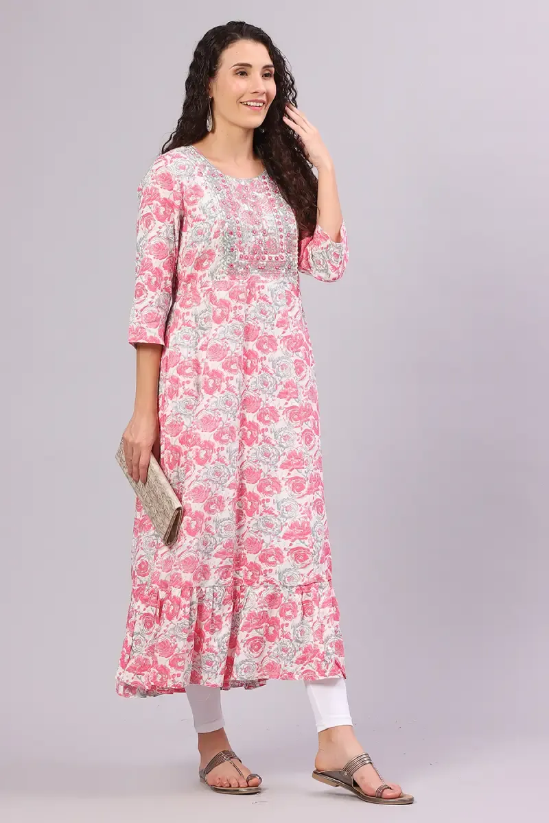 Cotton Blend Printed Kurti For Women 