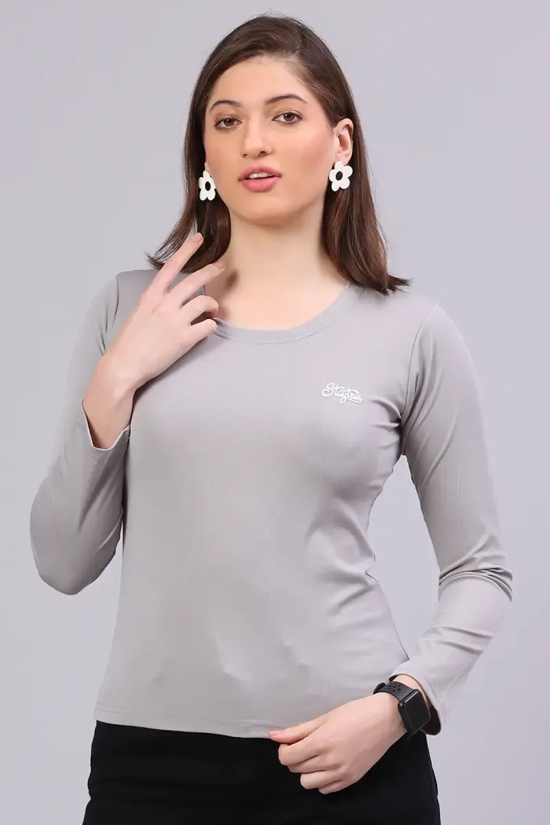 Cotton Blend Solid T-Shirt for Women