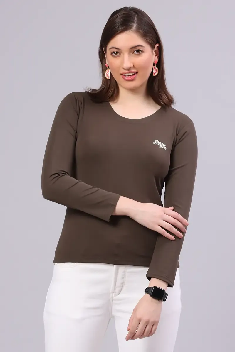 Cotton Blend Solid T-Shirt for Women