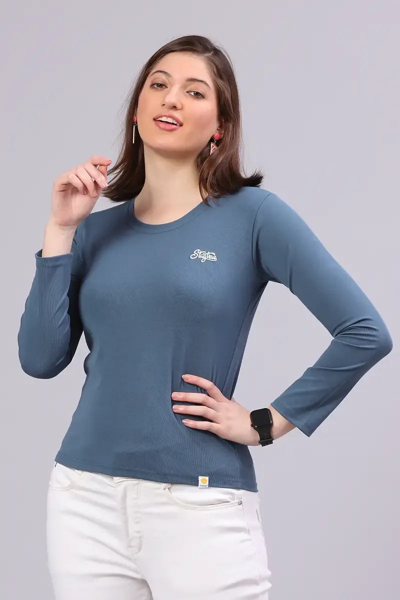 Cotton Blend Solid T-Shirt for Women