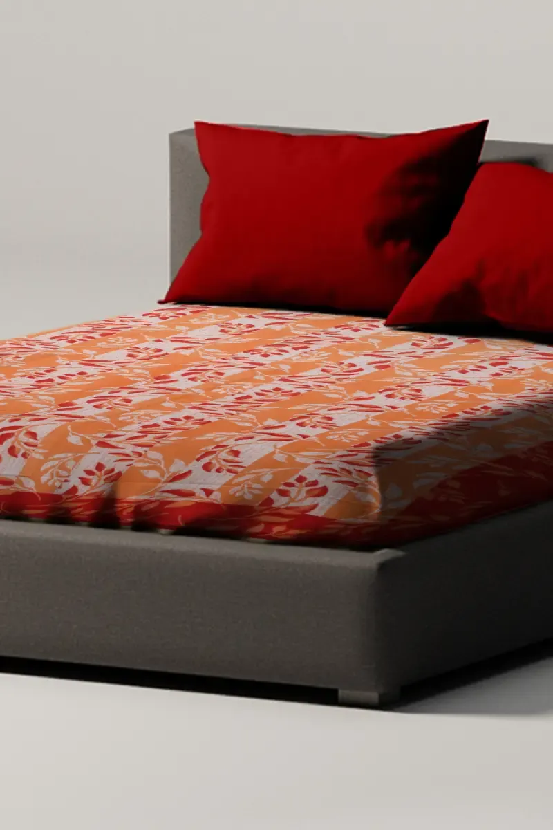 Cotton Floral Printed Apple Bedsheet 01438560X90ORA