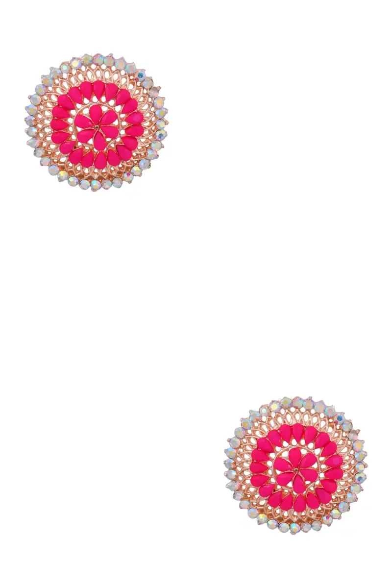 Gold Plated Floral Stud Earrings for Women