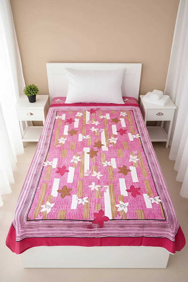 Cotton Stripes Printed Apple Bedsheet 01439360X90PIN