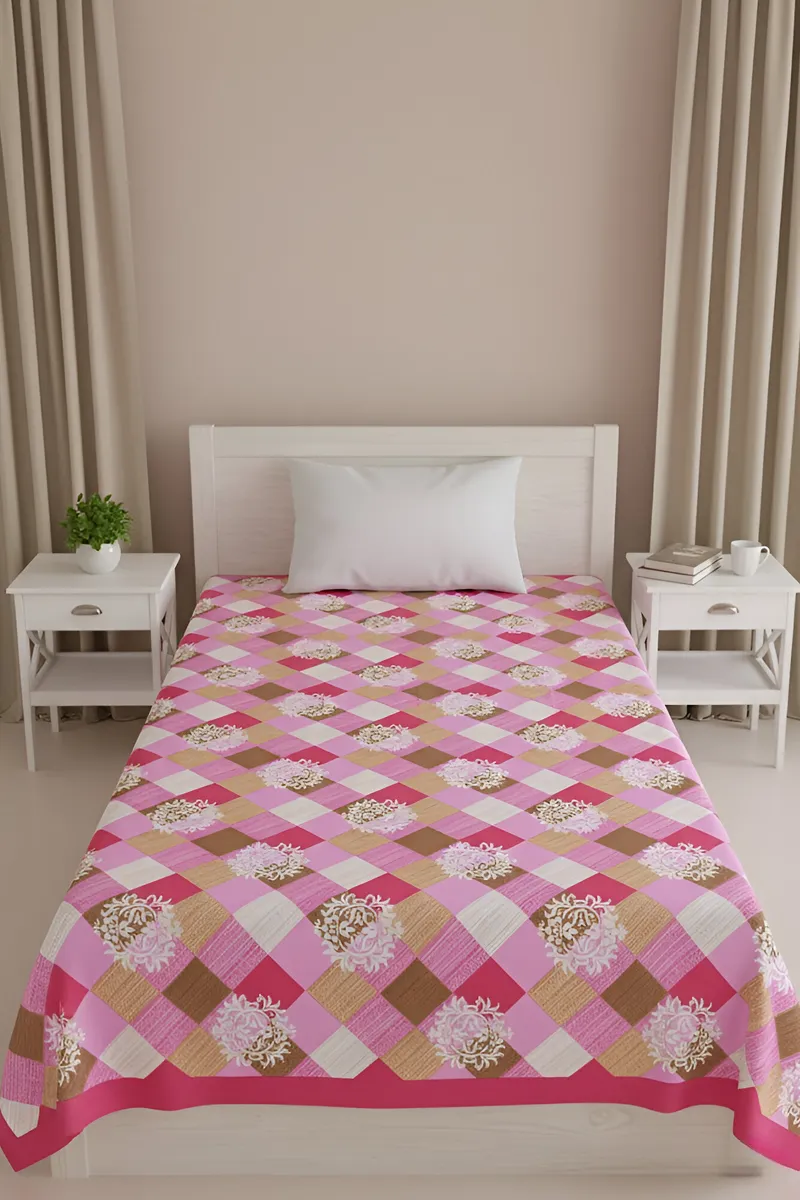 Cotton Printed Single Bedsheet - 1 Pc