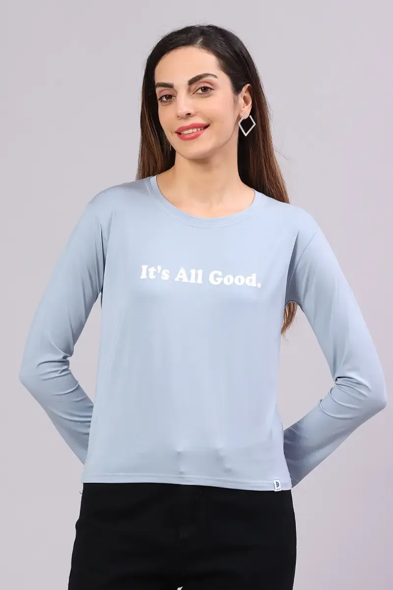 Cotton Blend Typographic Printed T-Shirt for Women