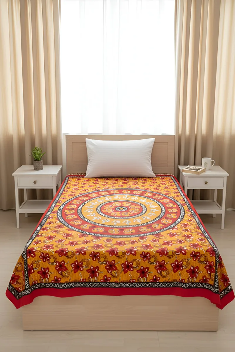 Cotton Printed Single Bedsheet - 1 Pc