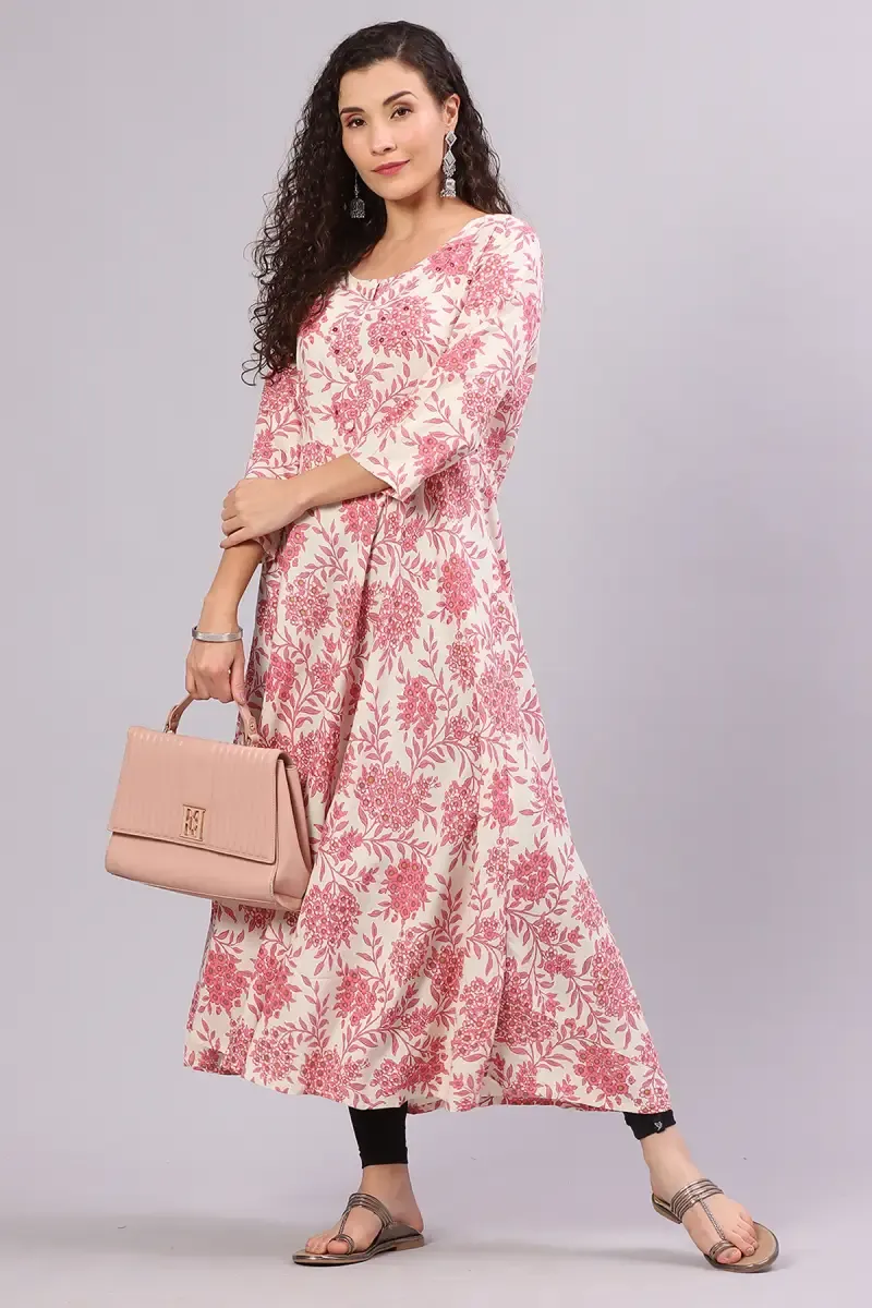 Cotton Printed Anarkali  Kurti for Women 