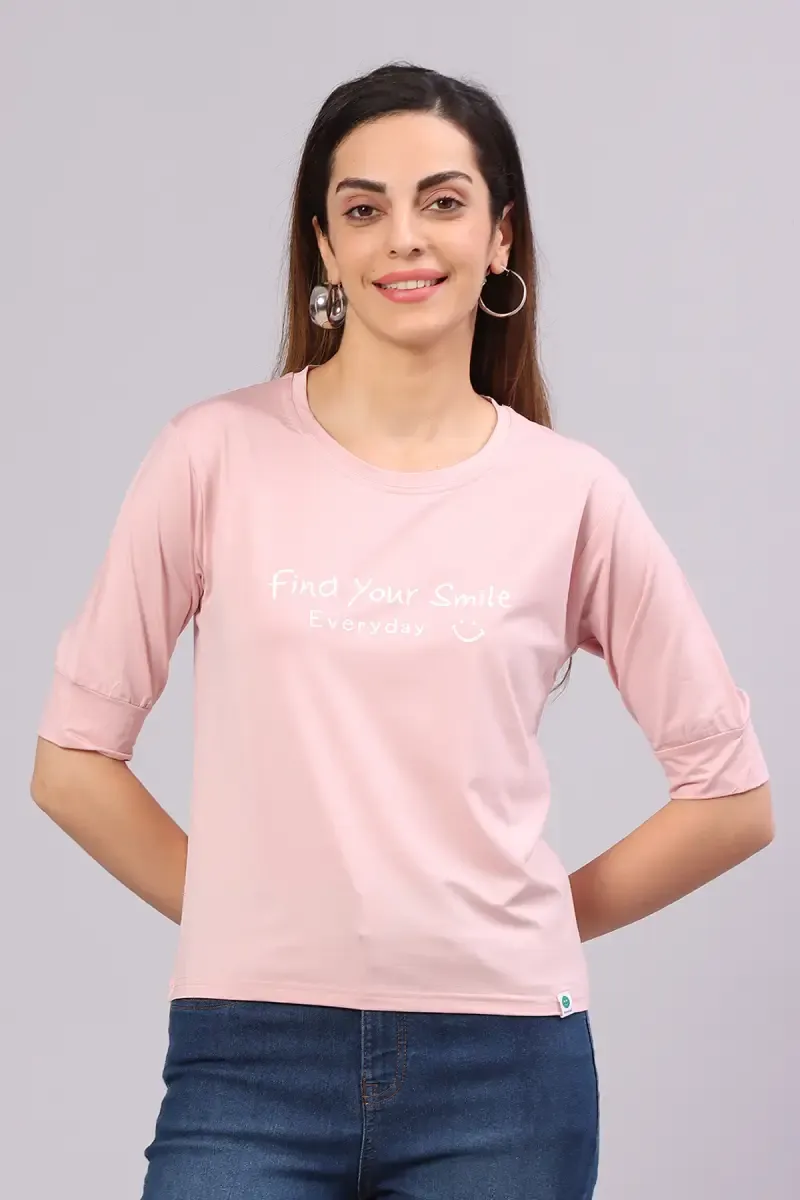 Cotton Blend Printed T-Shirt for Women 014453LPEA