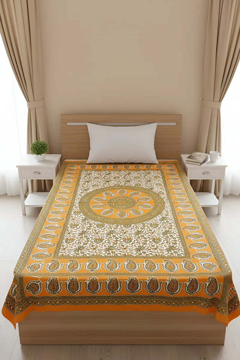 Cotton Floral Printed Pearl Bed Sheet 01446760X90ORA