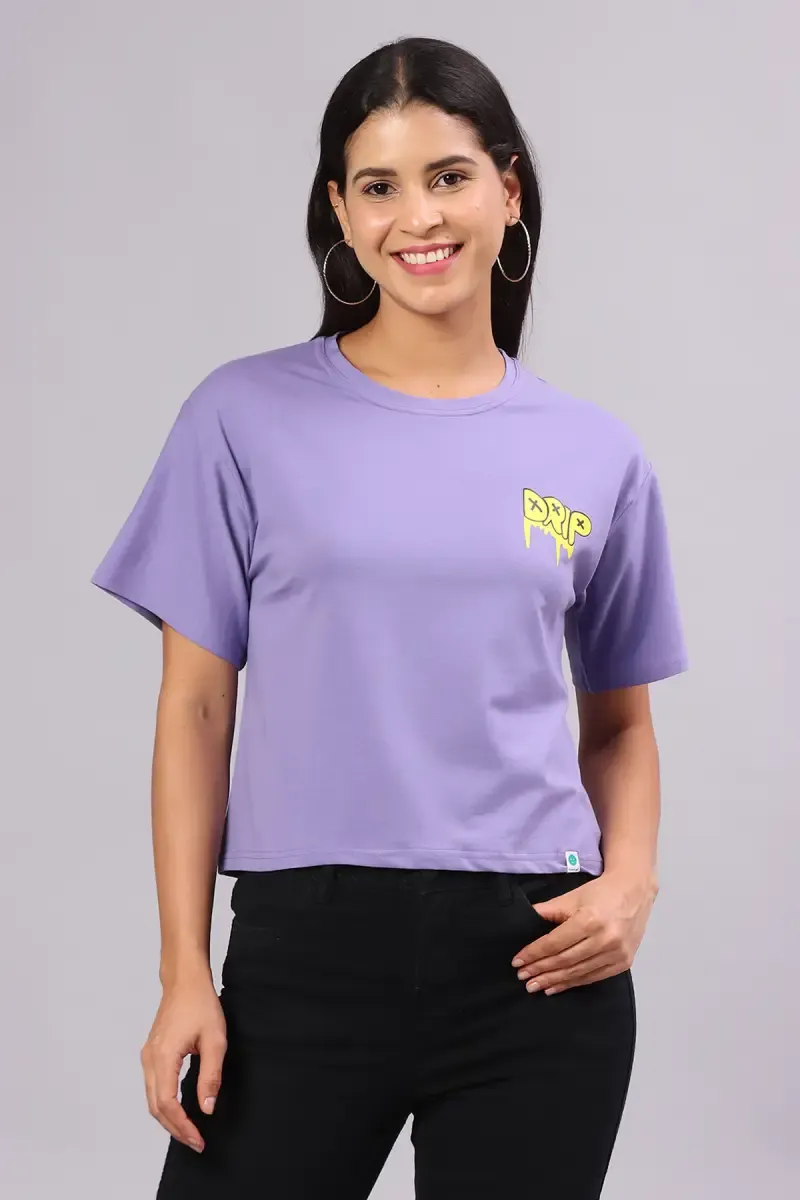 Cotton Blend Graphic Printed T-Shirt for Women