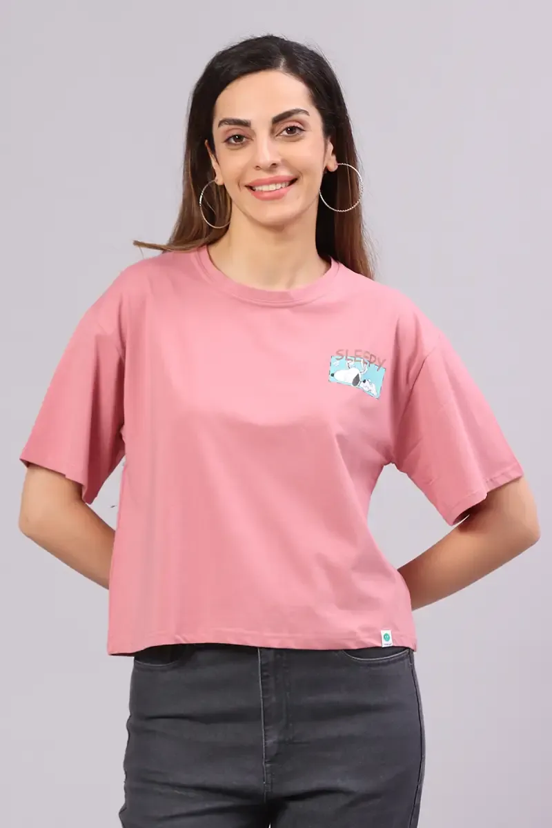 Cotton Blend Graphic Printed T-Shirt for Women