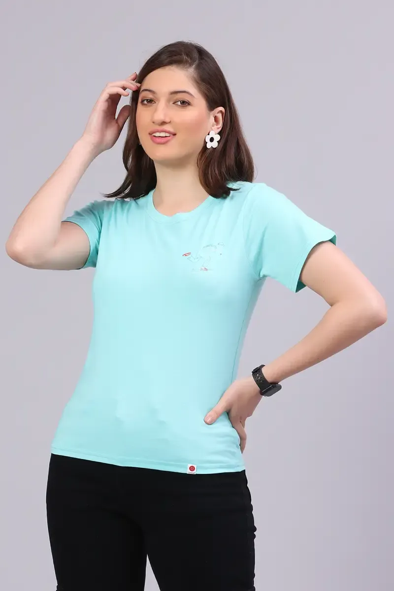 Cotton Blend Printed T-Shirt for Women 014501LTUR