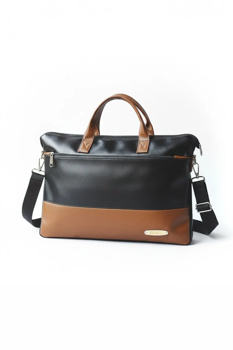 Faux Leather Laptop Messenger Office Bag