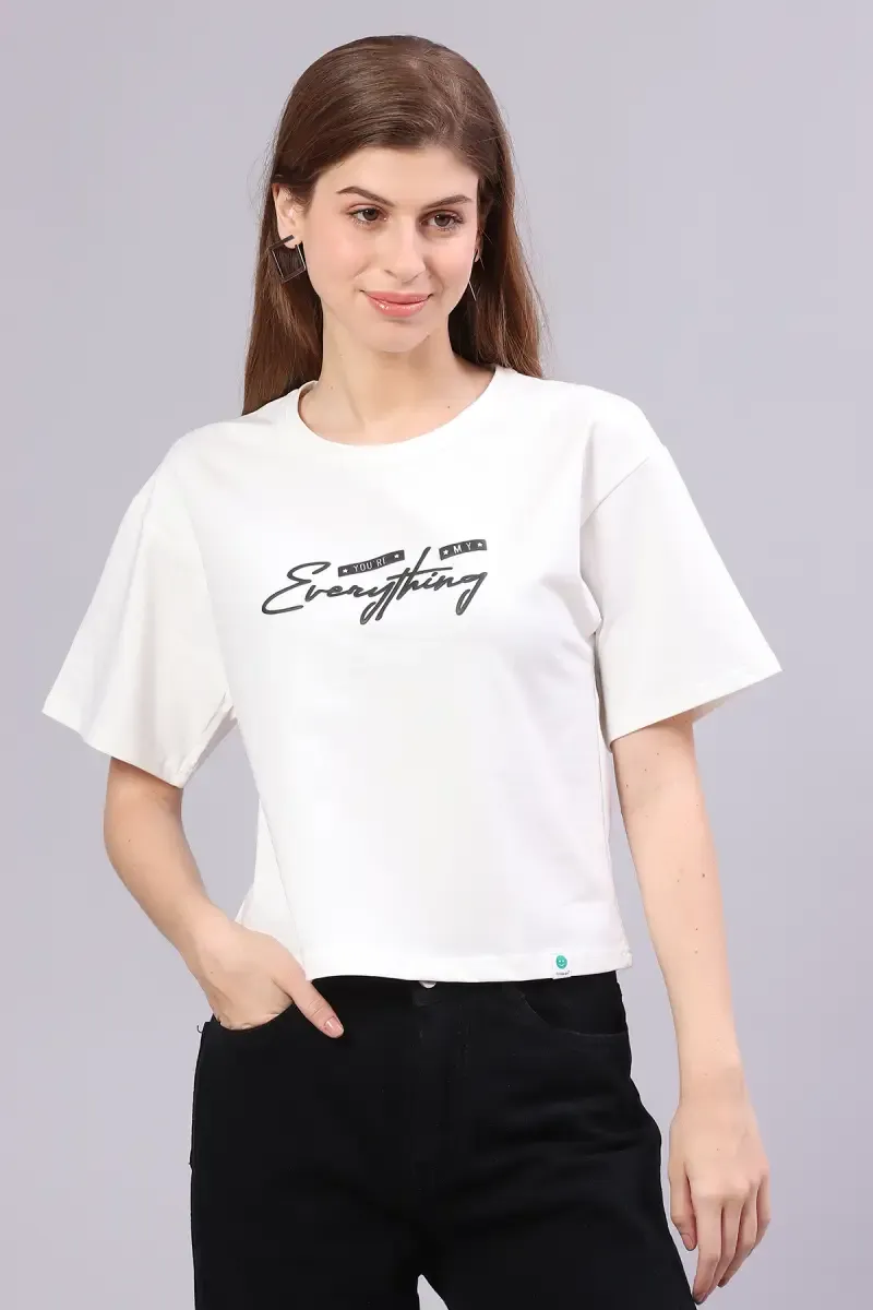 Cotton Blend Embossed T-Shirt for Women