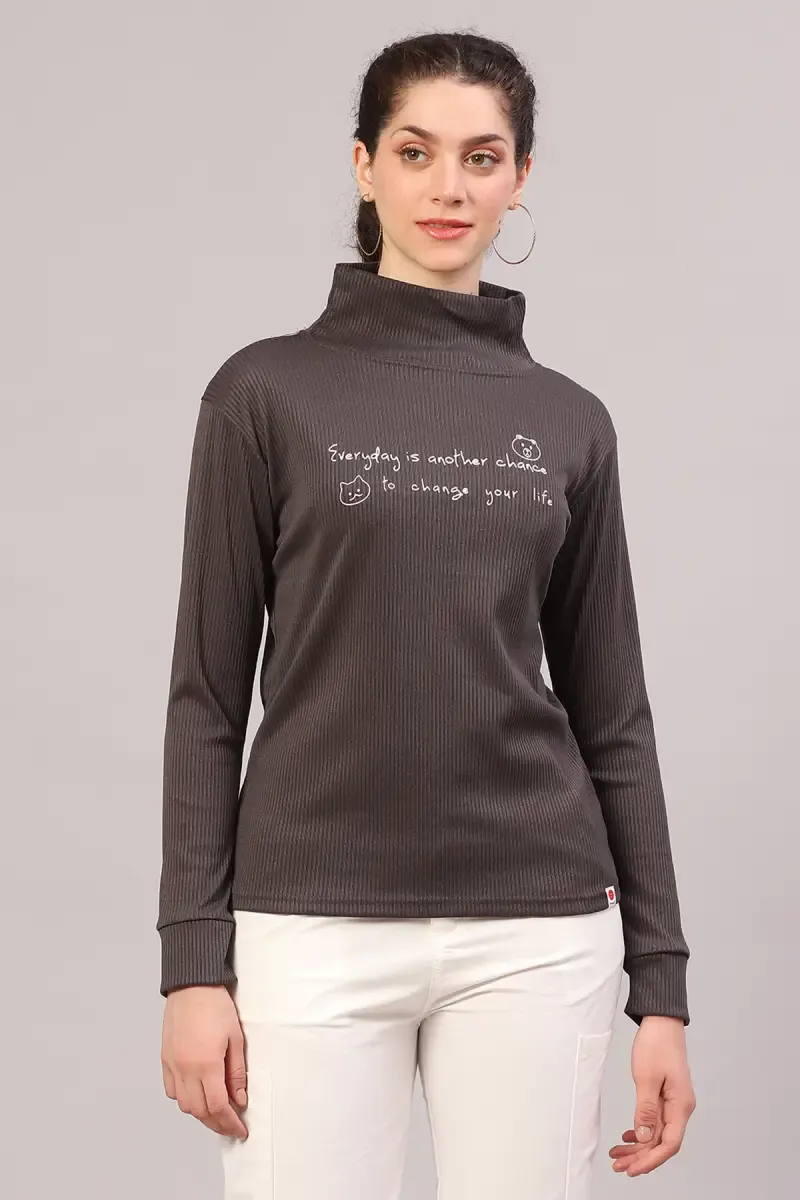 Viscose Typographic Printed T-Shirt for Women 014553XLDARGRE