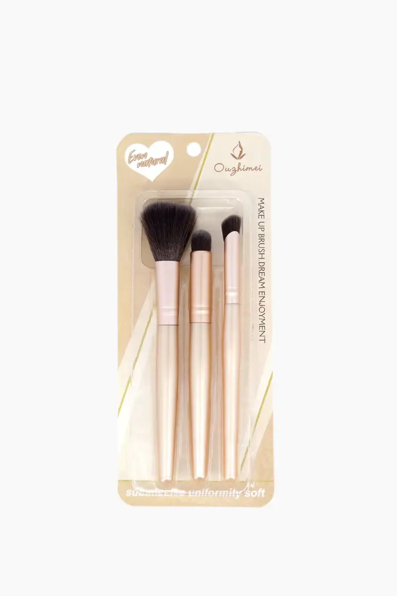 Makeup Brush Set (Beige)- Pack of 3  