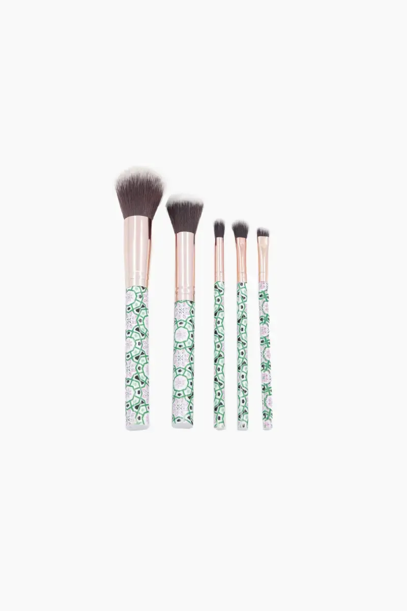 Makeup Brush Set (Green) - Pack of 5