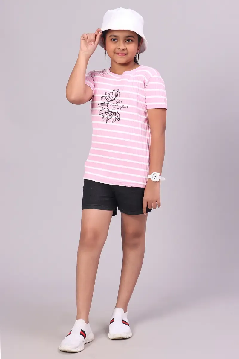 Cotton Hosiery Printed T-Shirt for Girl (10 - 17 Yrs)