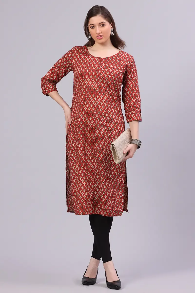 Cotton Printed Kurti for Women  014611XXLRED