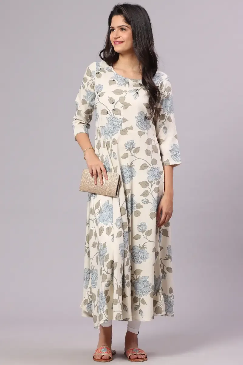 Cotton Floral Printed Kurti for Women