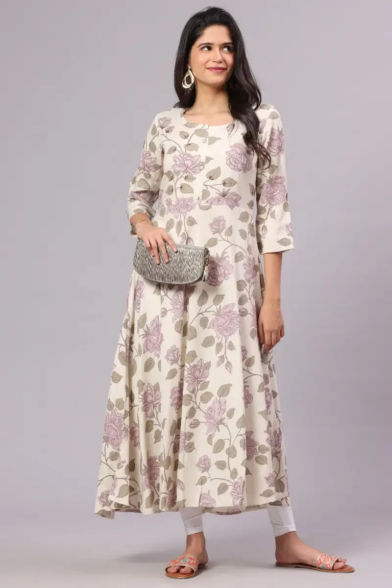 Cotton Floral Printed Kurti for Women