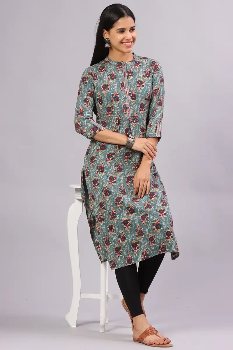 Cotton Floral Print Kurti for Women 014656MGRE