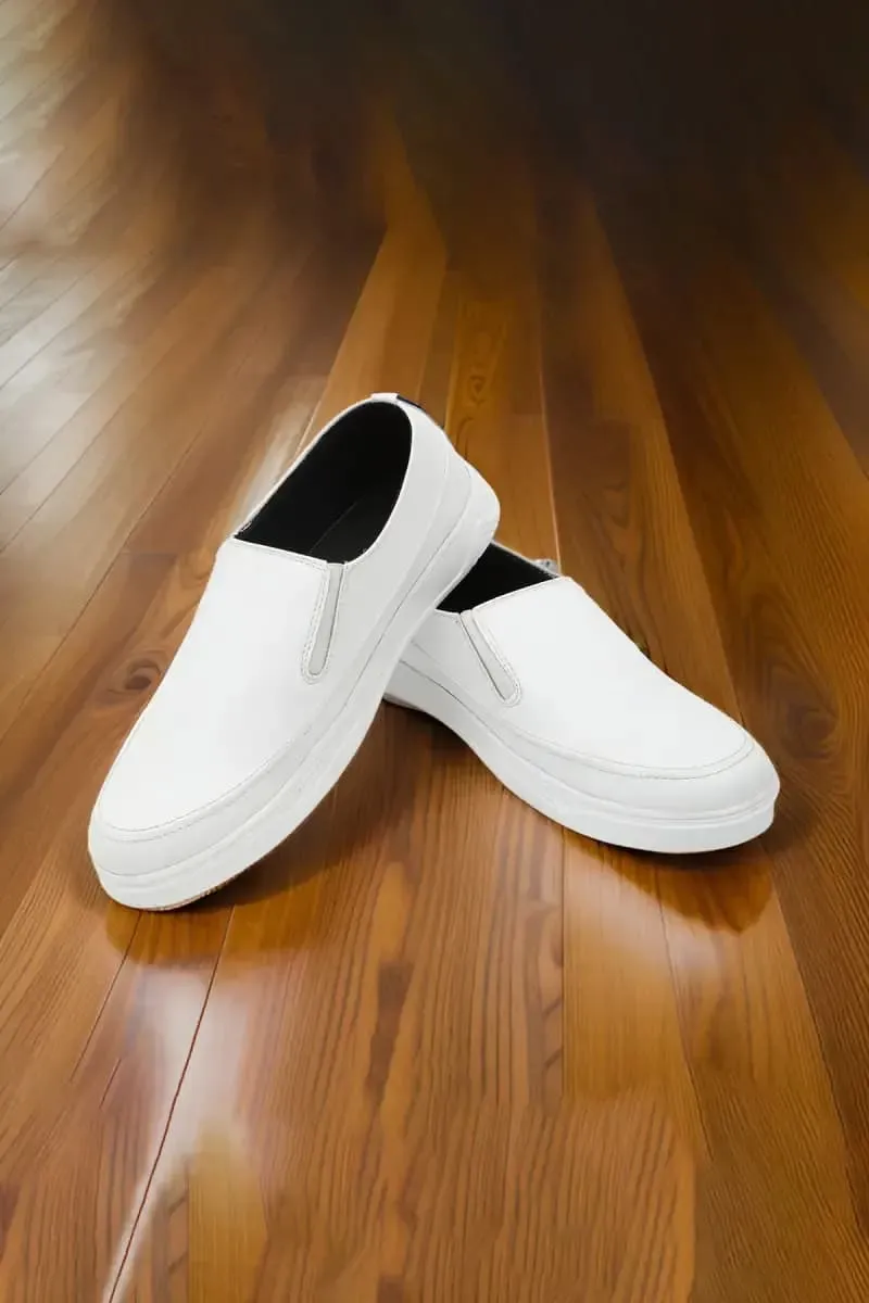 Solid Slip-on Casual Shoes for Men 0147288WHI