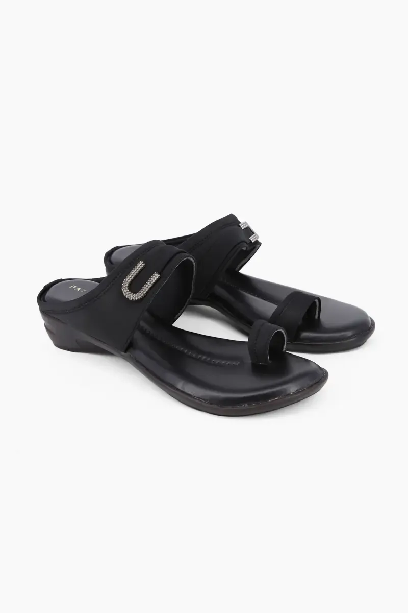 Elegant Black Ring Toe Sandals for Women