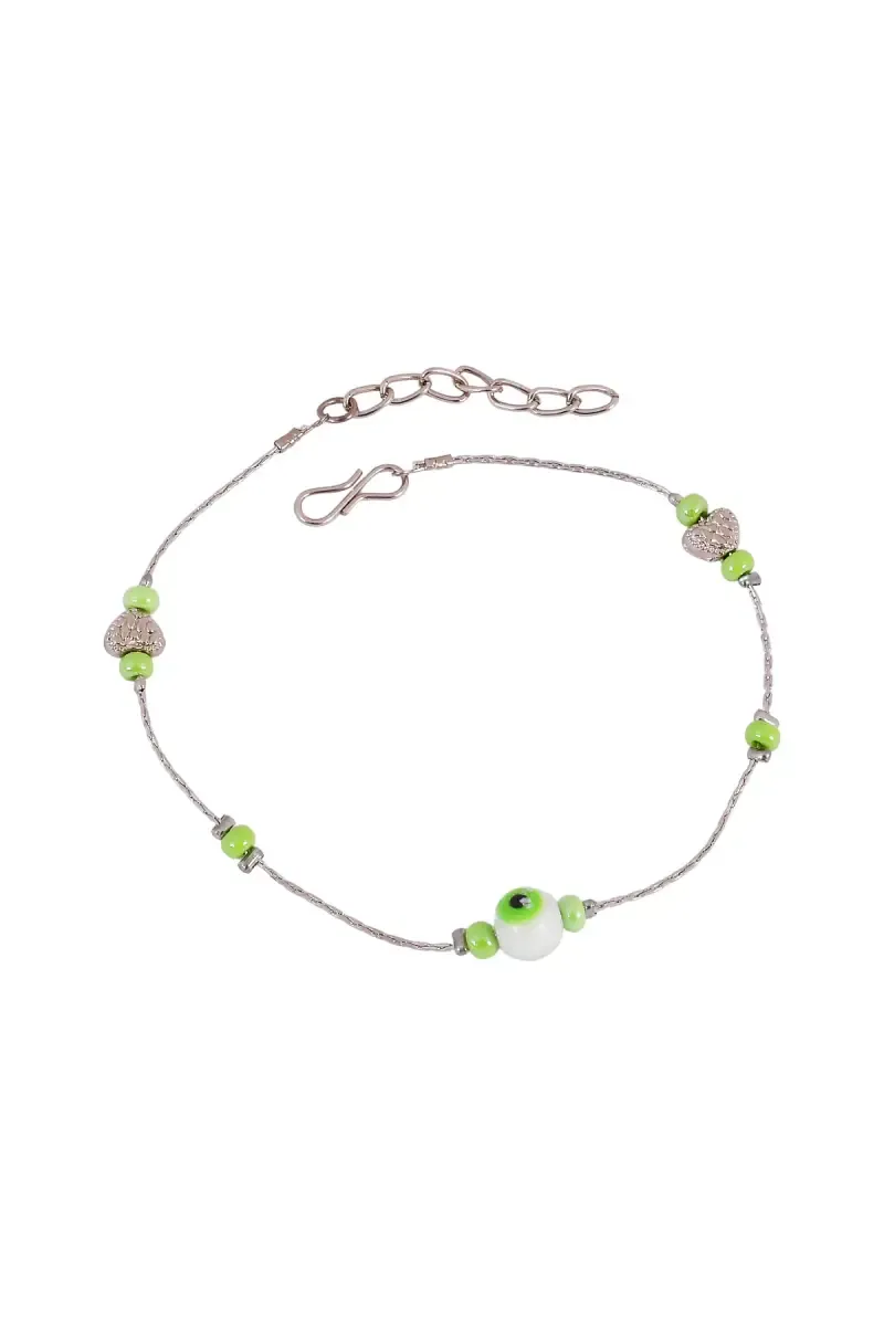 Silver Plated Evil Eye Beads Anklets for Women & Girls