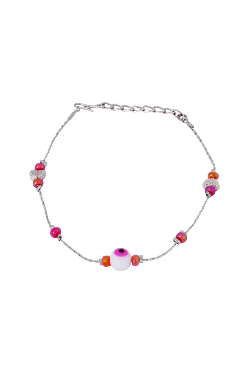 Silver Plated Evil Eye Beads Anklets for Women & Girls