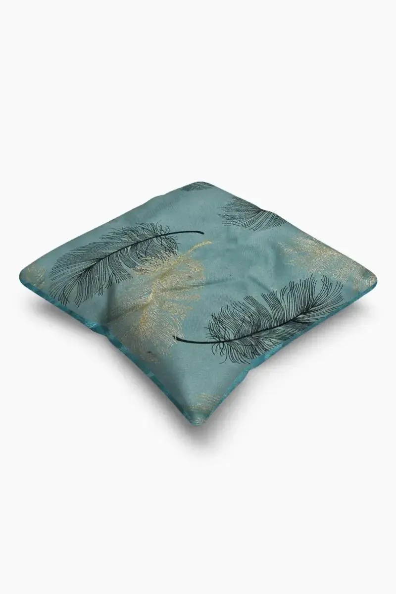 Polyester Leaf Printed Cushion Cover - 1 Pc