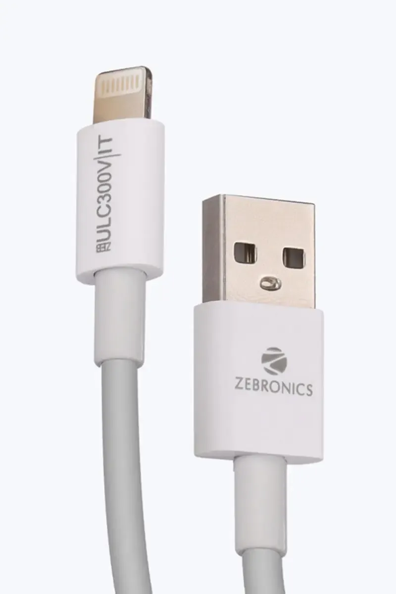 Zebronics ULC300V 1m USB to Lightning Cable for Charge & Data Sync (White)