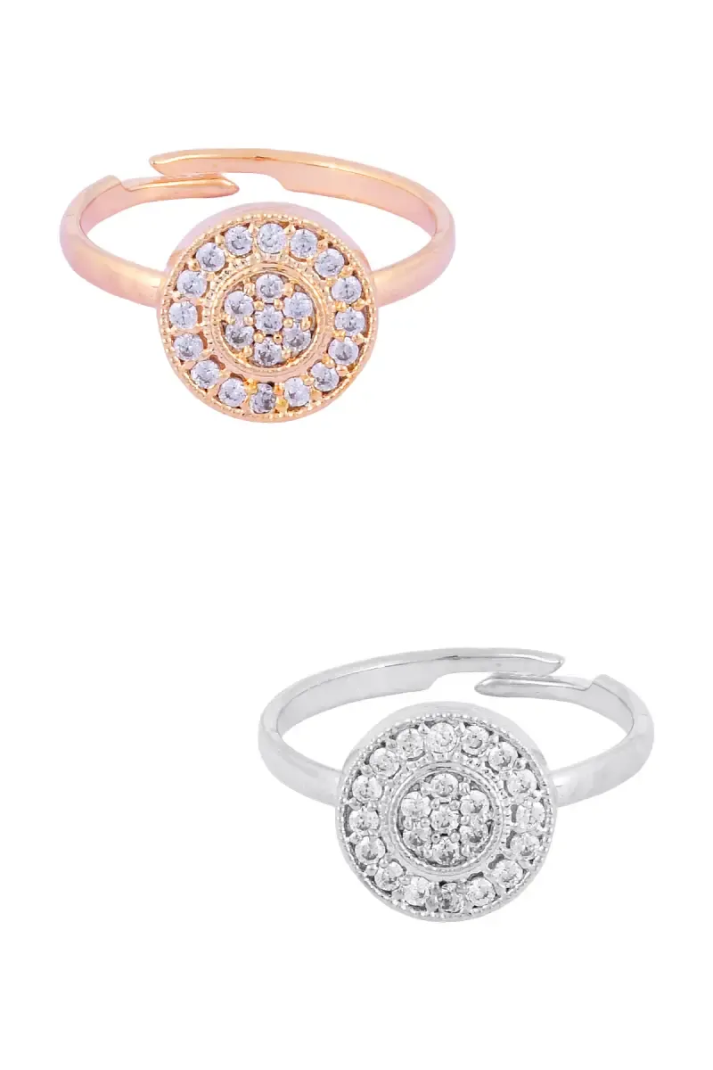 Round Shape Adjustable Rings Girls & Women - Set of 2
