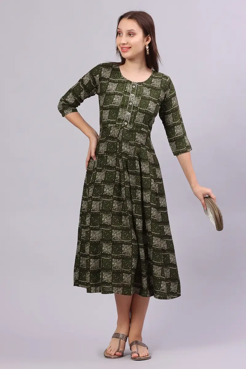 Rayon Printed Dress for Women