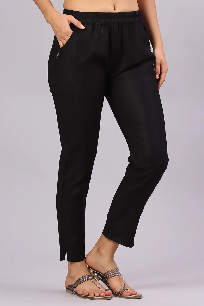 Polyester Solid Kurti Pant for Women 015178XXLBLA