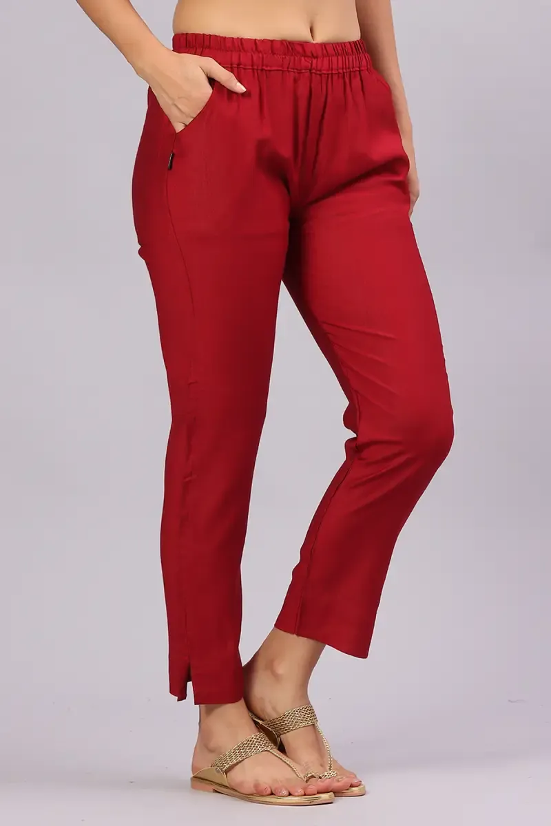 Polyester Solid Kurti Pant for Women