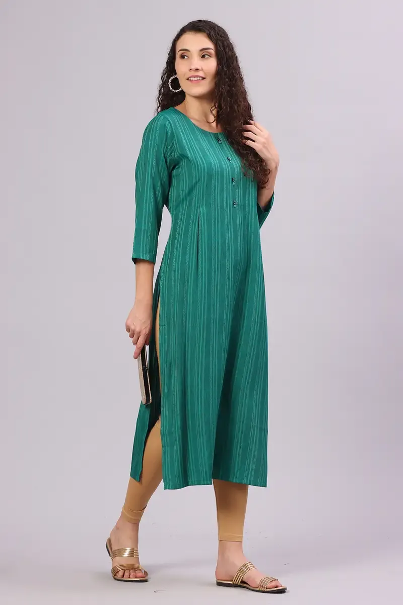Cotton Blend Striped Kurti for Women  015214XLGRE