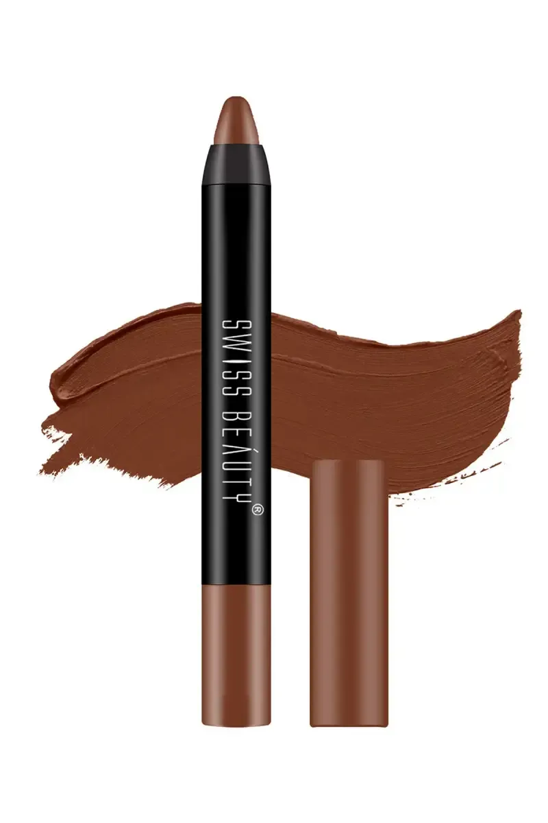 Swiss Beauty Stay On Matte Crayon Lipstick - 3gm (Shade 23, Chocobar)