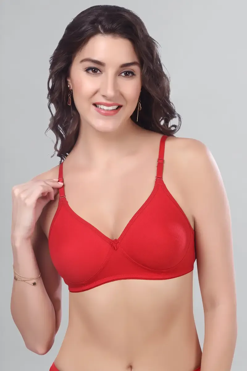 Cotton Non Padded Full Coverage Bra for Women 015259RED38