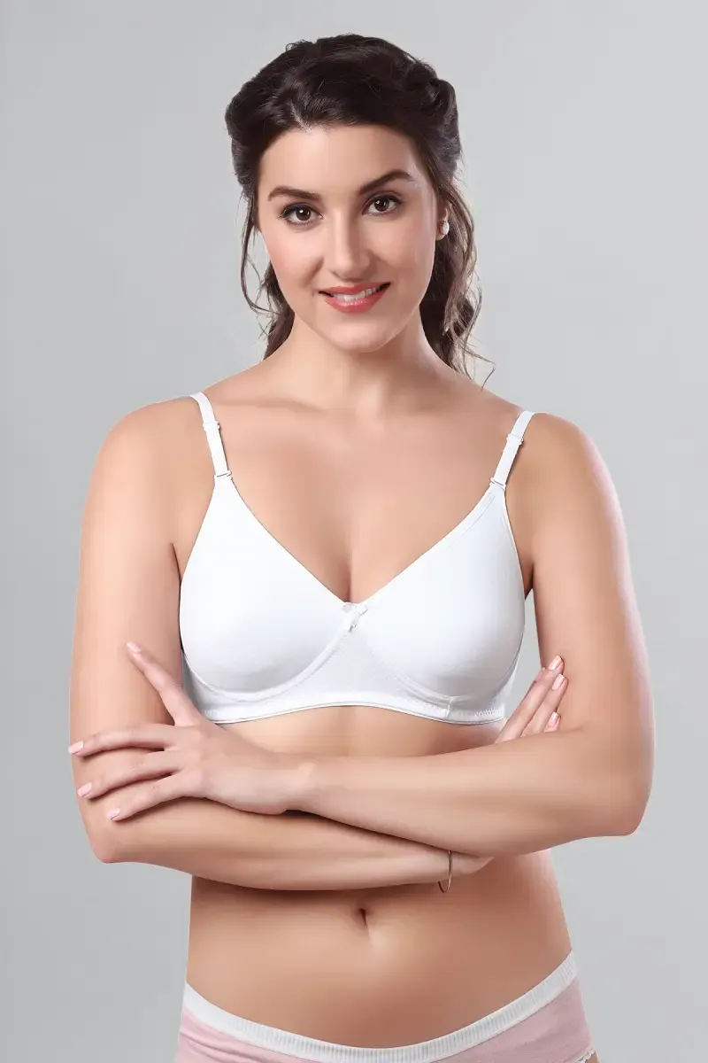 Cotton Non Padded Full Coverage Bra for Women 015259WHI30