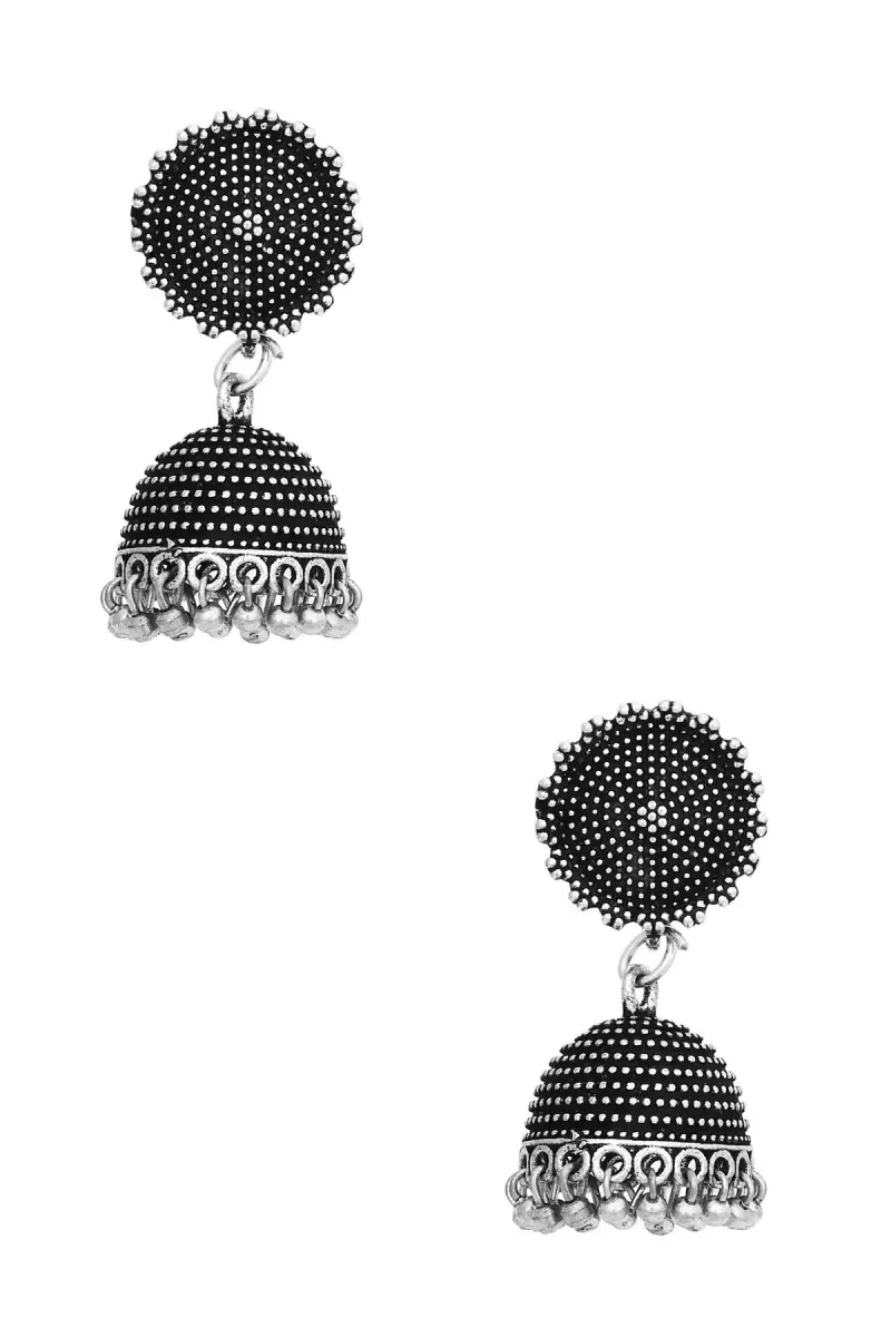 Oxidized Silver Jhumki Earrings for Girls & Women