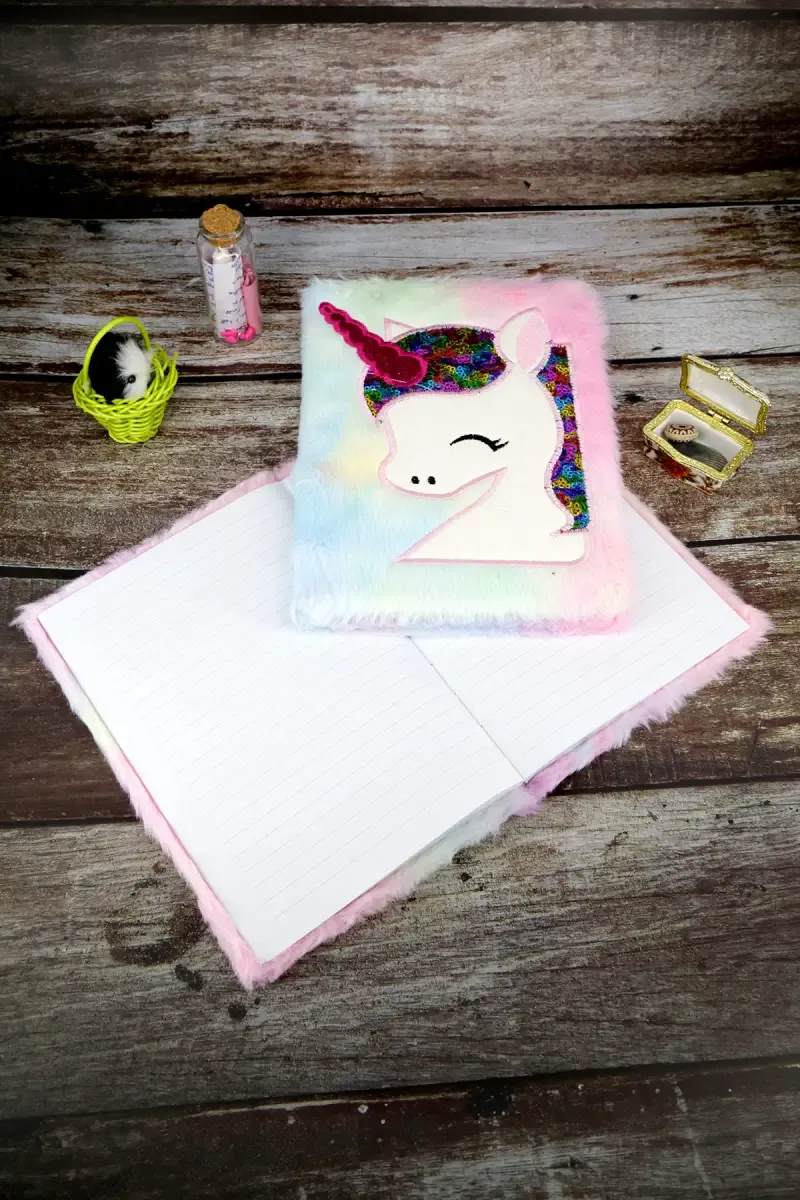 Unicorn Embossed Fur-Covered Ruled Diary for Kids -  ( Color May Vary ) 015842MUL1