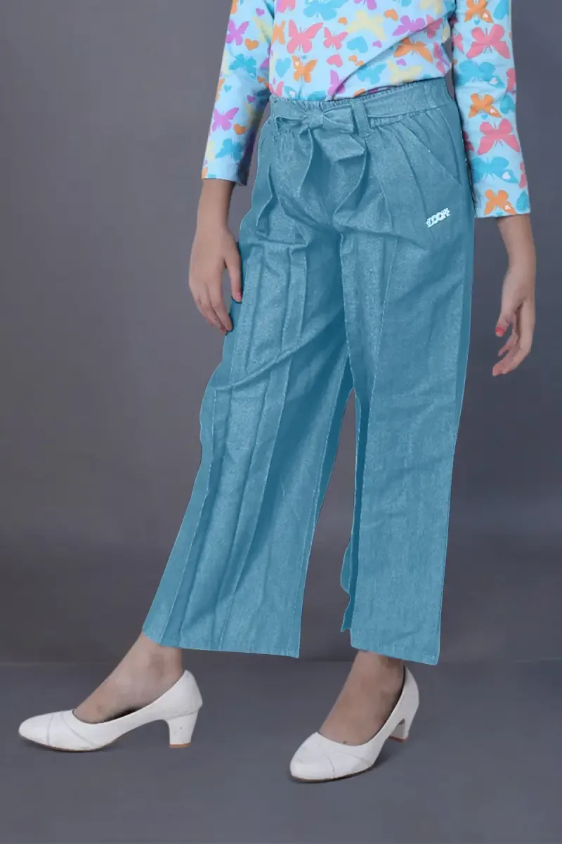Girl's Cotton Blend Solid Palazzo (1 - 18 Yrs) 015885BLU78YRS