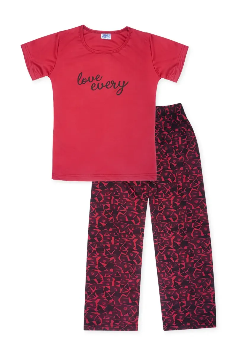 Polyester Printed Pyjama Set for Girls