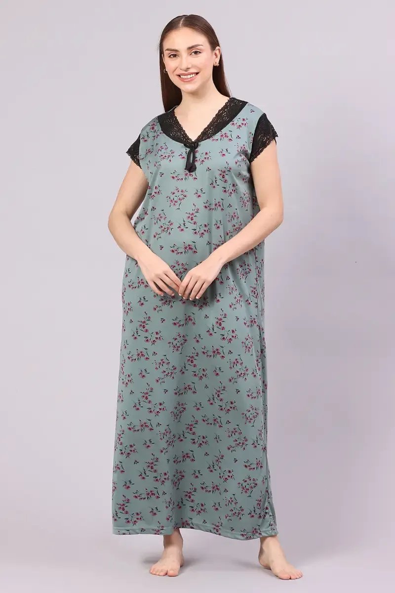 Polyester Floral Print Nighty for Women