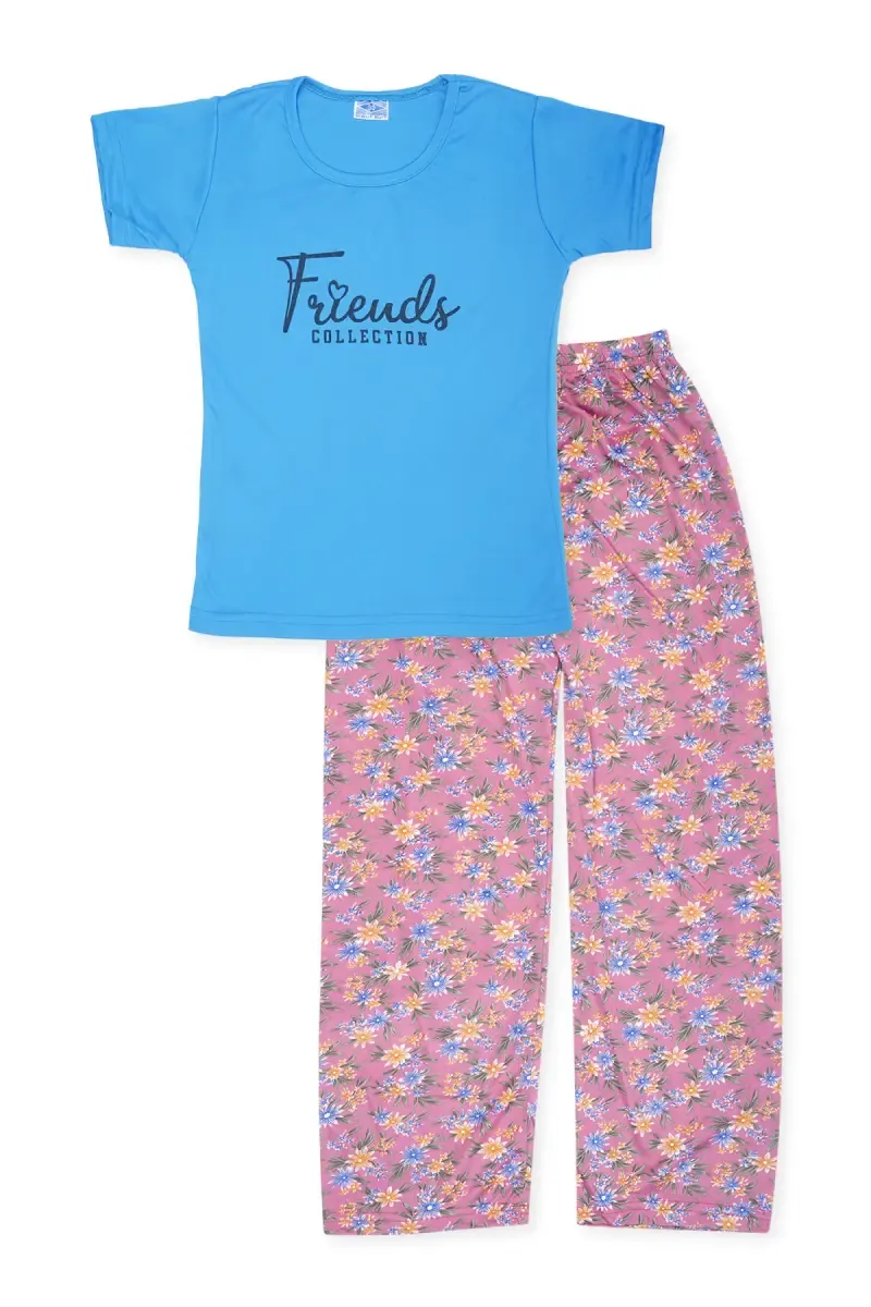 Girl's Polyester Printed Pyjama Set