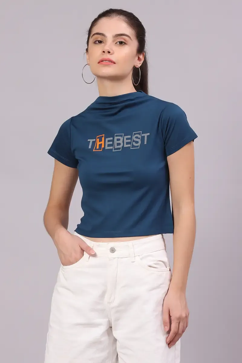 Cotton Lycra Typographic Printed T-Shirt for Women 016311LTEA