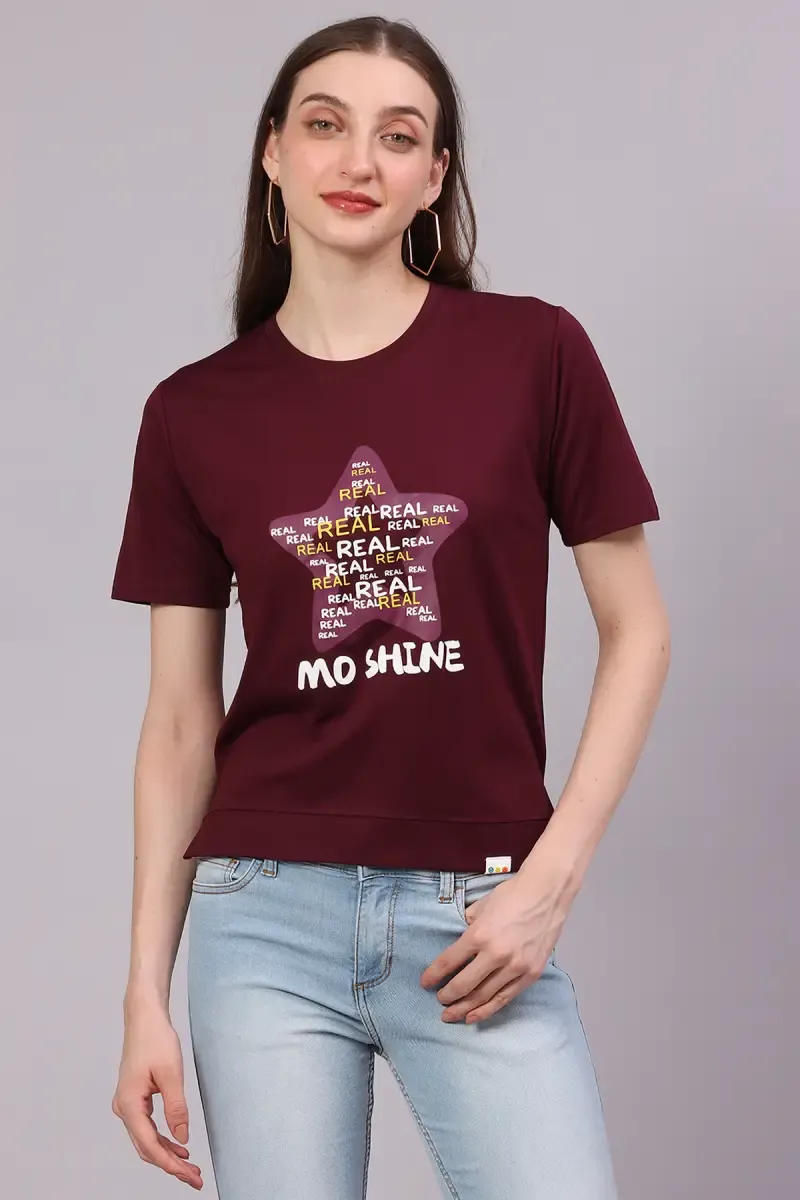 Cotton Lycra Graphic Printed T-Shirt for Women 016319FRESIZBUR